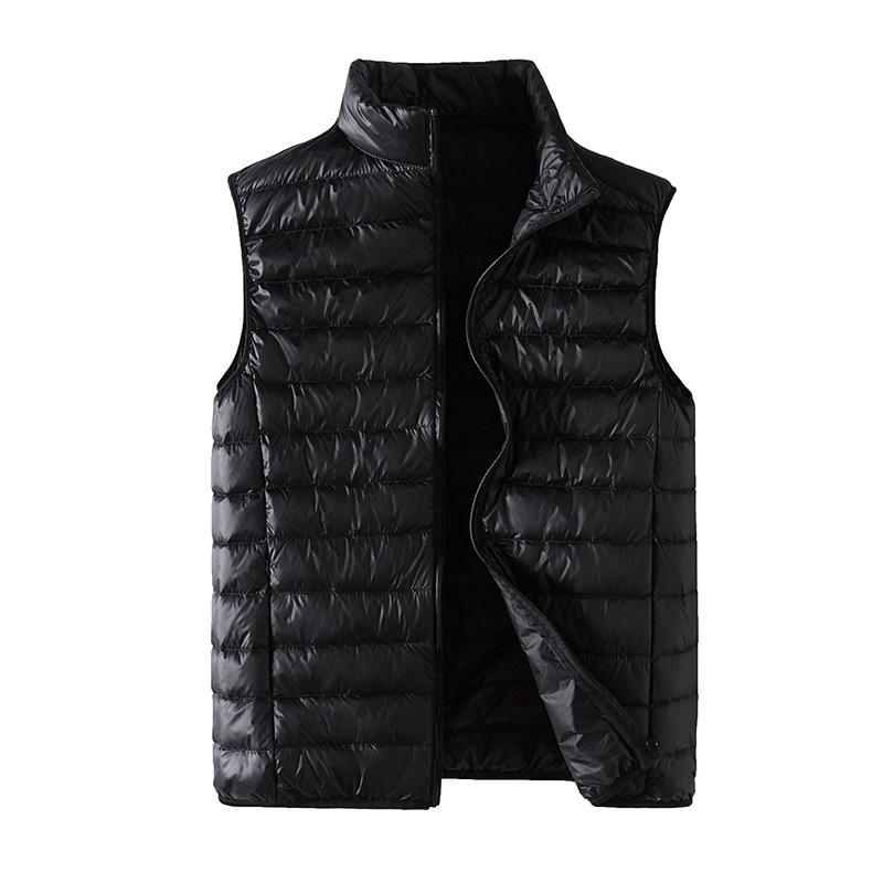 Men's Large Size Lightweight Down Vest - Stand Collar Sleeveless Jacket for Autumn/Winter