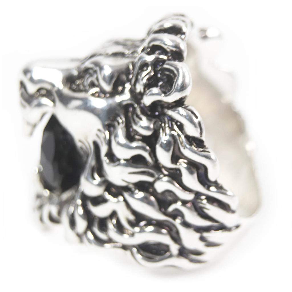 Excellent GUCCI Ring Lion head Silver black Colored stone mens Used