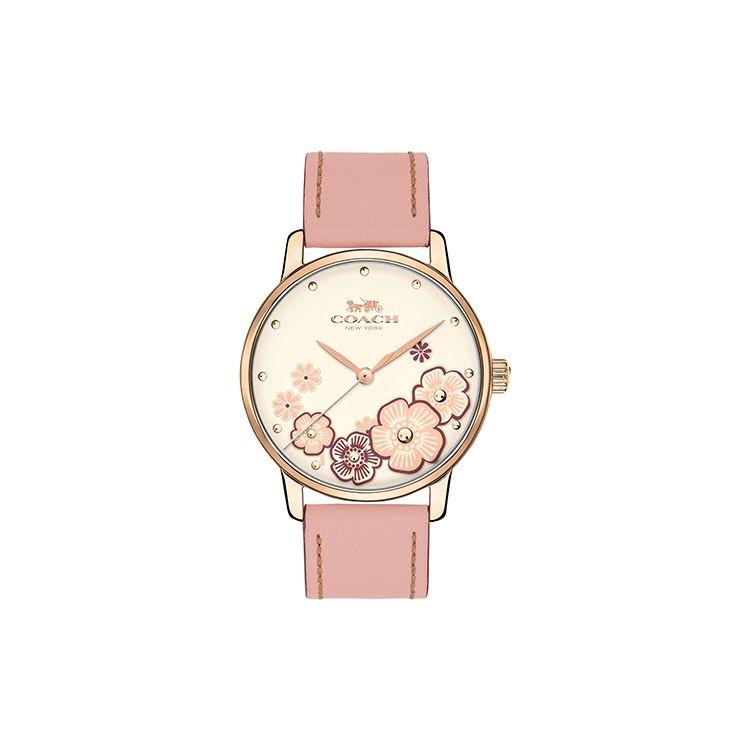 

Coach Grand Watch Quartz Movement Leather Strap Pink Dial Women watches 14503009 14503009