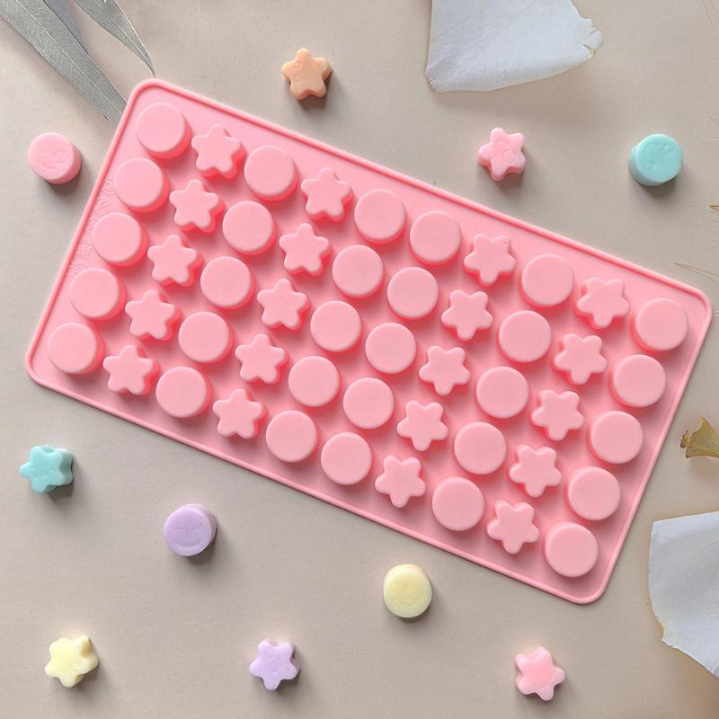 Food Grade Silicone Mold Non Stick With Round Star Cavities For Candy Chocolate Ice Cubes Gummy Diy Baking