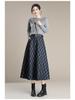 Women's High-Waist Woolen Plaid A-Line Skirt - Autumn/Winter 2025 Collection
