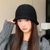 Wool blended warm fisherman's hat children autumn and winter warm curling thick wool bucket hat versatile fashion wool hat