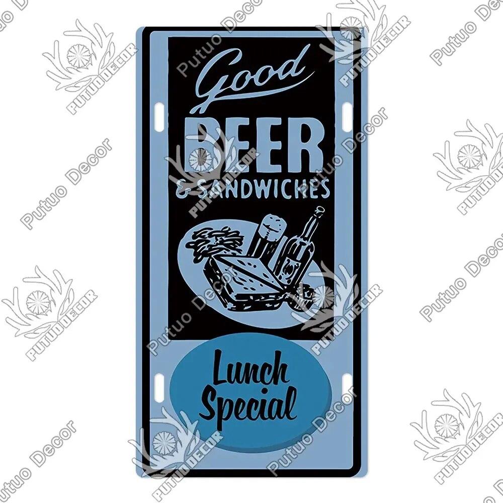 Placa de metal para coquetel Putuo Decor Placa de licença Placa de metal Placa de lata vintage Decoração para Pub Bar Sala de estar Porta Clube Decoração