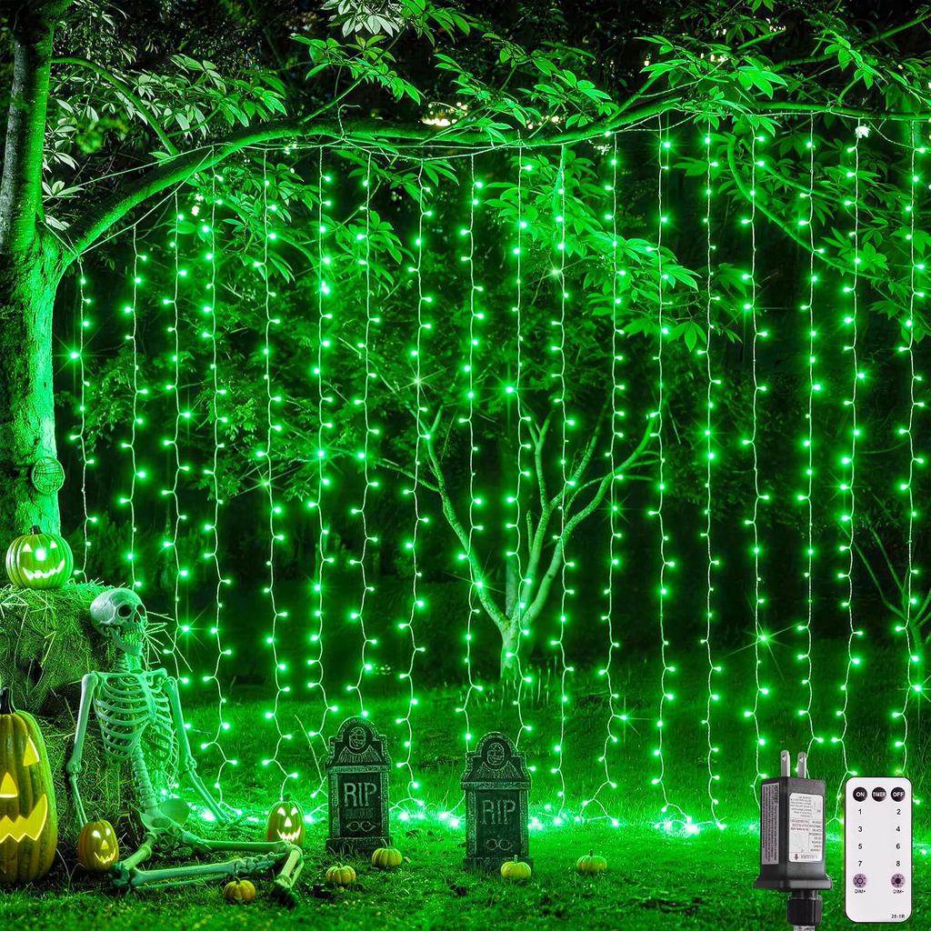 JMEXSUSS 300 LED Remote Control Curtain Lights, Plug in Fairy Curtain Lights Outdoor, Window Wall Hanging String Lights for Bedroom Indoor Dorm