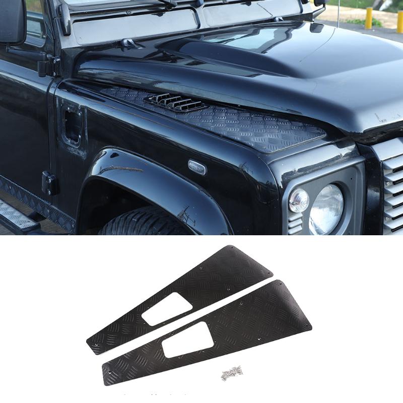 For Land Rover Defender 90 110 130 2004-2018 Aluminum Alloy Black Car Hood Protection Panel Decorate Stickers Car Accessories