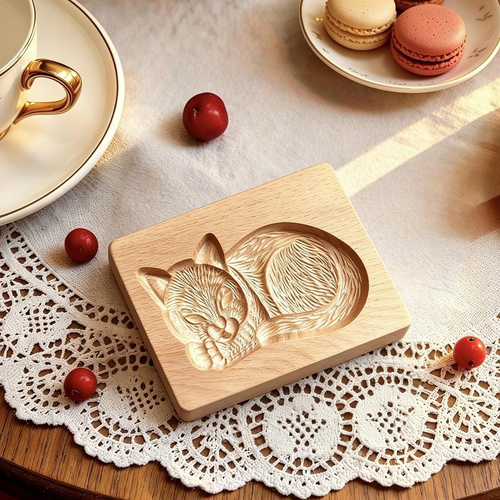 Wooden Gingerbread and Shortbread Cookie Mold Cutter