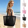 Mesh Beach Tote, Women Shoulder Bag, Sandproof Breathable Beach Bag with Zippered Pocket, Summer Travel Tote Bag for Holiday Daily Use
