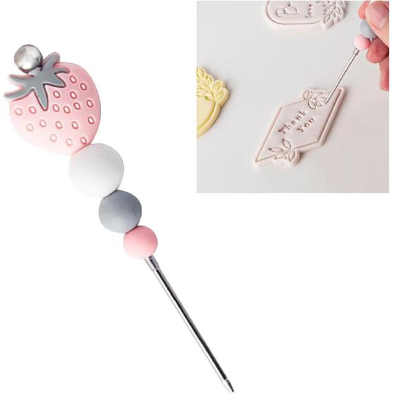 1pc Pink Professional Pastry Scriber Needle,Cookie Biscuit Scriber Needle Strawberry Sugarcraft Needle Sugar Stir Tool For Professional Pastries