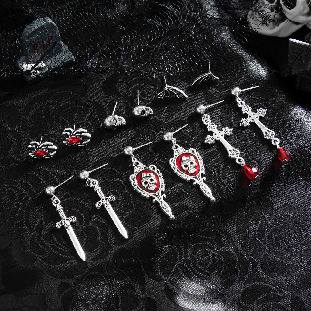 Set Cercei Halloween Desene Animate Amuzant Cap de Dovleac Fantomă Elemente Liliac Ciucure Set Bijuterii Urechi Înfricoșător Amuzant Trendy Accesorii Femei