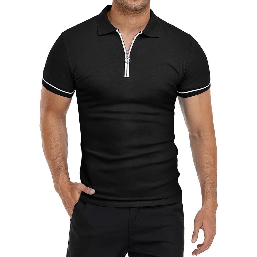 Módní polokošile na zip s límečkem, jednoduché denní, pohodlné, letní s krátkým rukávem, základní topy, outdoorové oblečení