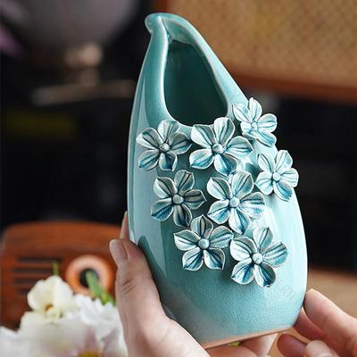 Vaso Piccolo Retrò di Lusso Leggero Decorazione da Tavolo di Alta Gamma Raffinata Vaso da Fiori in Ceramica per la Casa Decorazione alla Moda per il Salotto