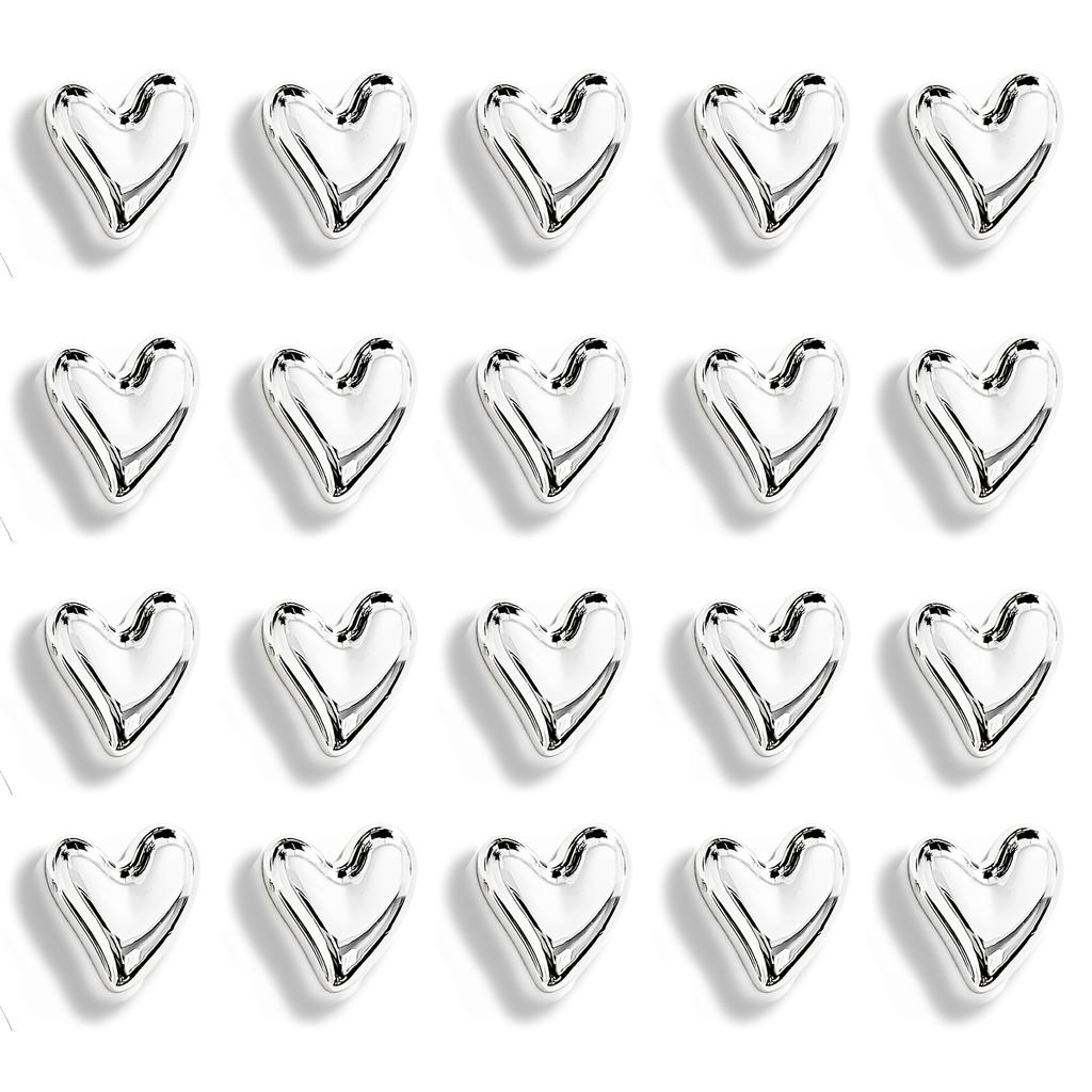 20 Cute Heart-shaped Decorative Magnets, Golden and Silvery Refrigerator Magnets, Small Home Kitchen Magnet Set for Decorating Office Whiteboards