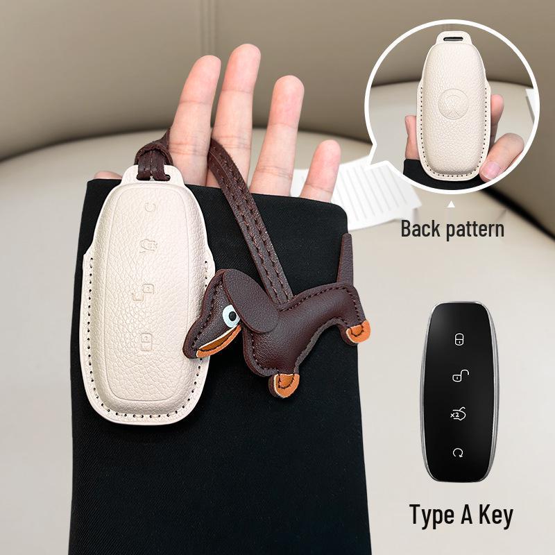 French Style Leather Key Case for BYD D9/N7/N8 - Full Coverage Remote Control Protective Shell