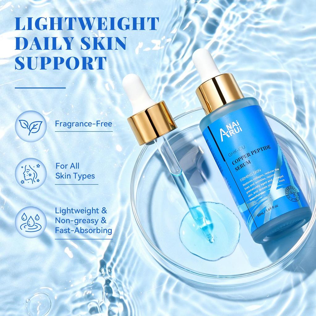 ANAiRUi GHK-Cu Kupferpeptid-Serum mit Hyaluronsäure zur Straffung und Anti-Aging, 50ml