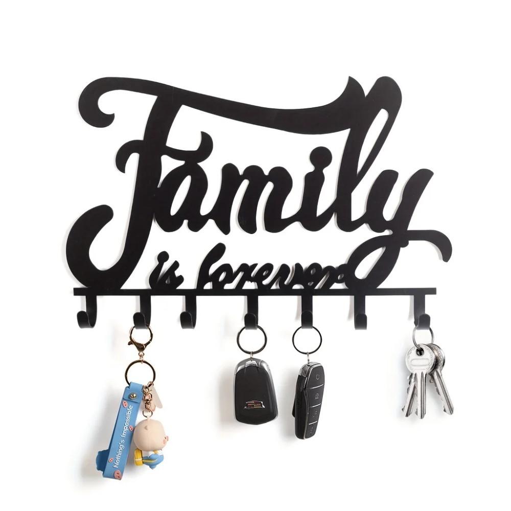 1pc Black Metal Wall Mounted Key Holder - Decorative Home Rack with Hooks, Stylish Iron Art for Keys and Coats