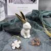Home Decor Rabbit Statues,1 Pair, Small Decorative Accents for Shelves, Livingroom and Bedroom, Gold and White (2pcs Cute Rabbit)