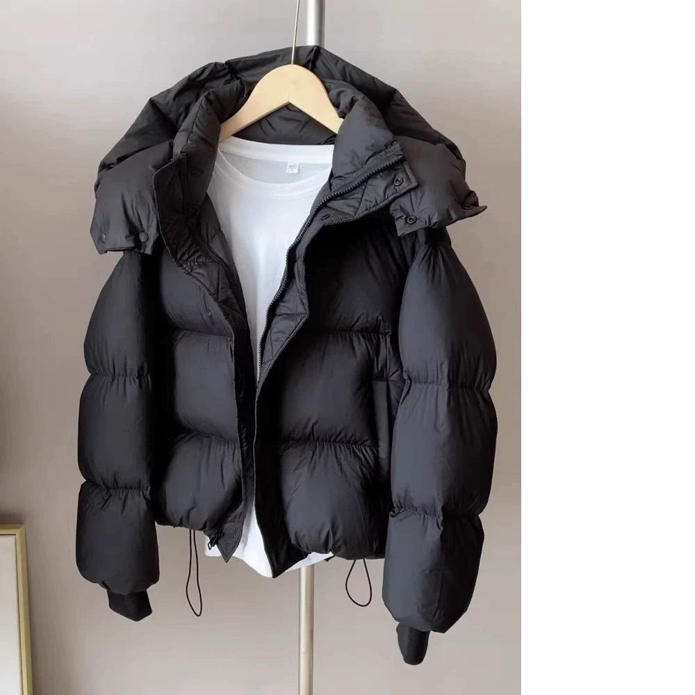 Hooded Cotton Jacket Women Thickened Warm Long Sleeved Outwear Autumn Winter Korean Loose Solid Color Versatile Short Coat