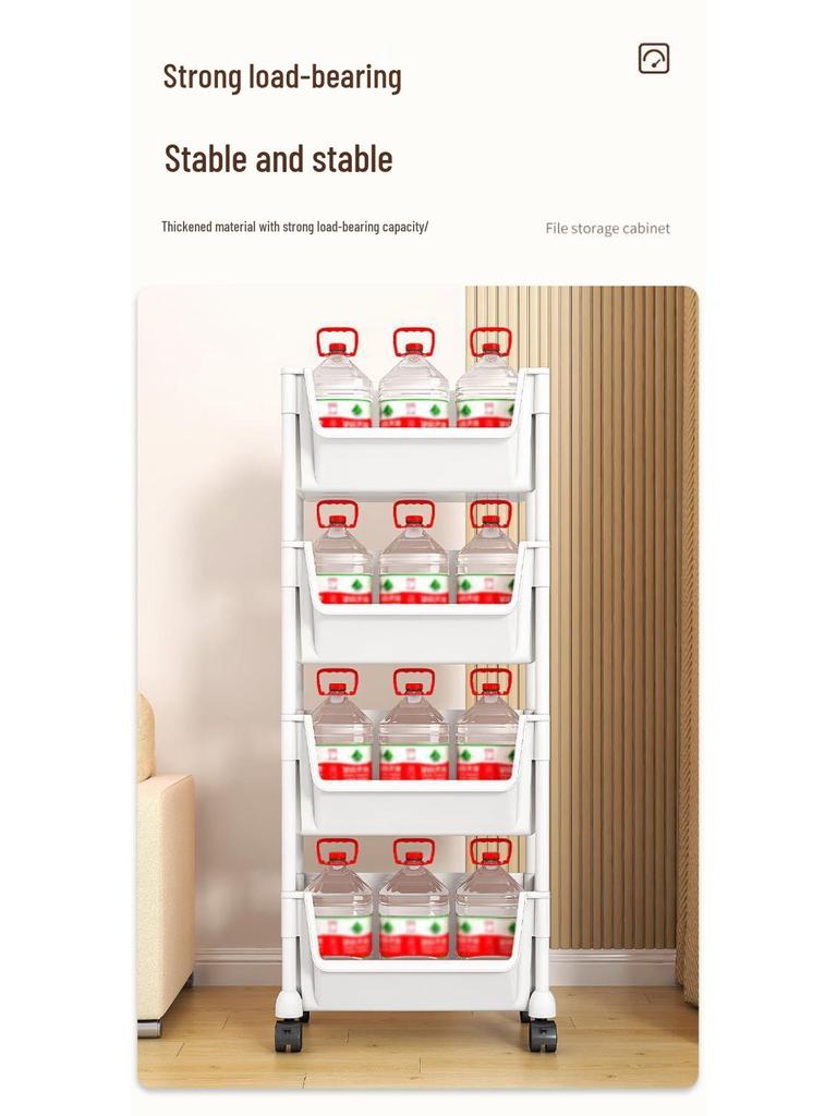 Carro Compacto Multicapa: Estantería de Almacenamiento para Snacks, Cocina y Sala de Estar con Cestas para Frutas y Verduras