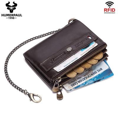 Portafoglio da uomo di design di lusso in vera pelle Portafoglio corto multi-carta RFID Portamonete multifunzione da donna in pelle di mucca