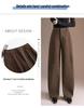High-Waisted Slim Cut Crooked Leg Women's Winter 2025 High-End Fashion Loose Straight-Leg Pants with Waistband