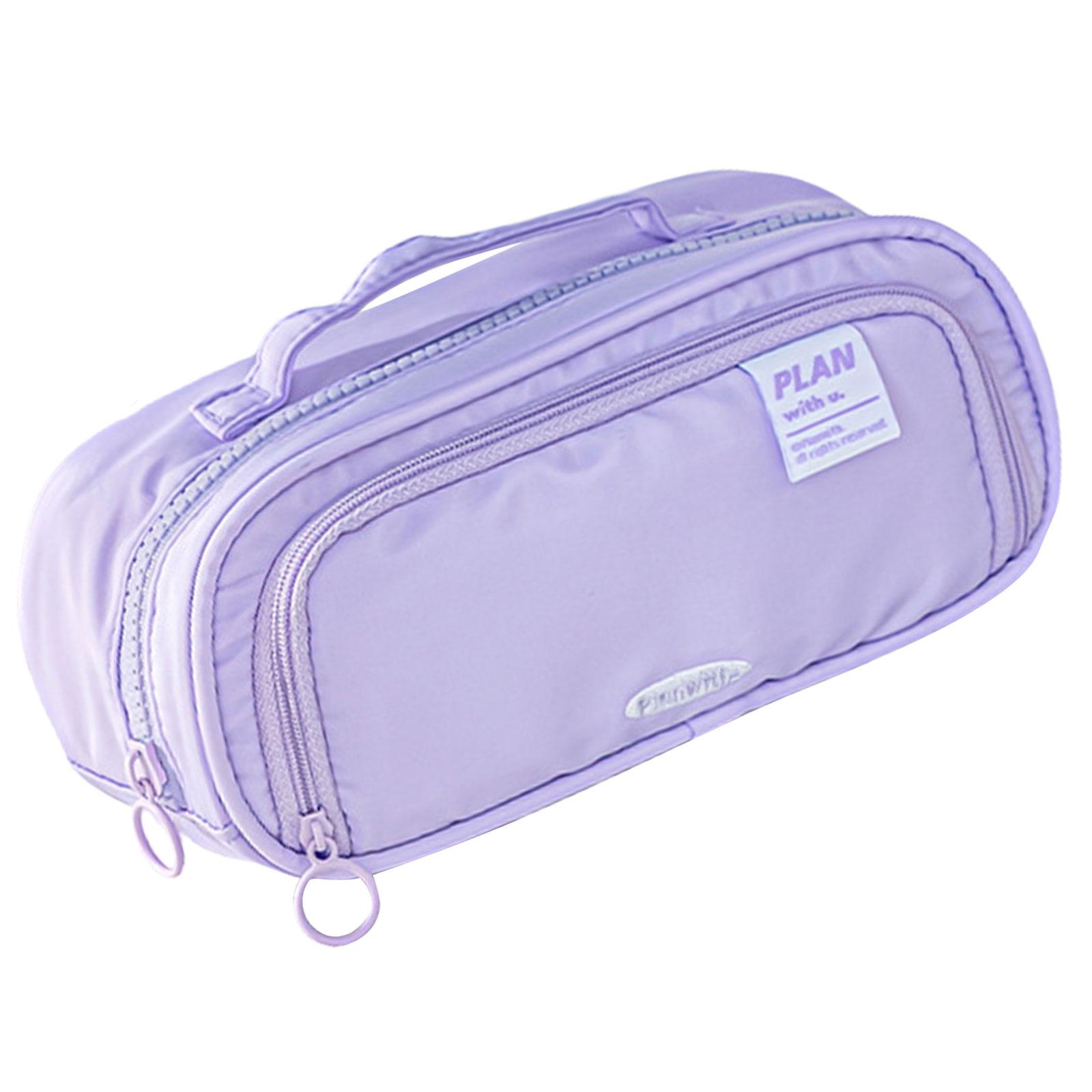 

Пенал большой емкости, простая канцелярская сумка, пенал, расширяемая сумка для карандашей, органайзеры для стола для девочек-студенток фиолетовый