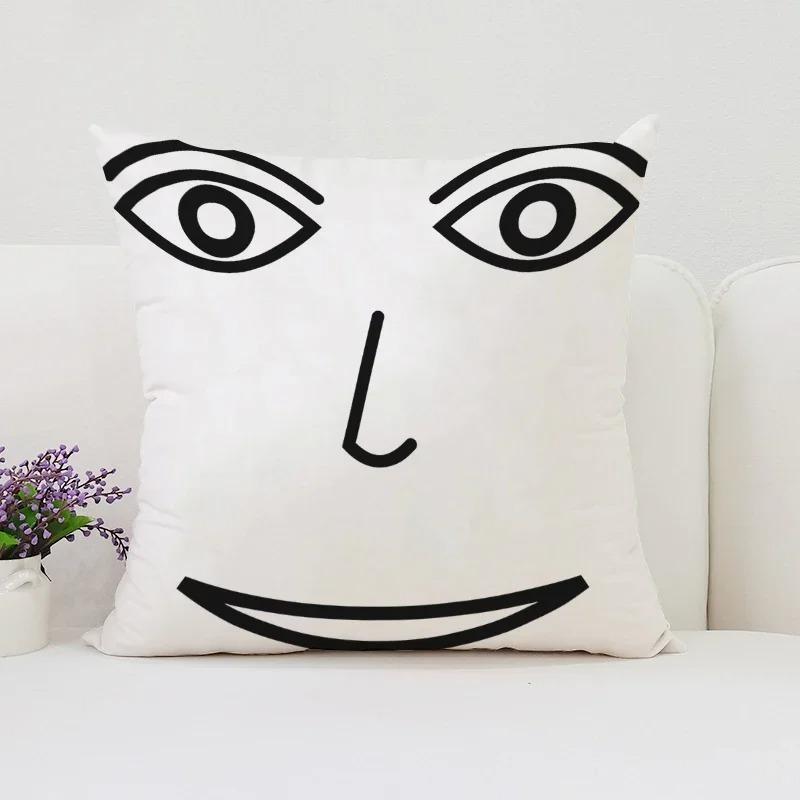 Home Decor Funny Cartoon Face Patterns Throw Pillow Covers Pattern Cushion Cover Suitable For Sofa Bedroom Car Pillow Cover