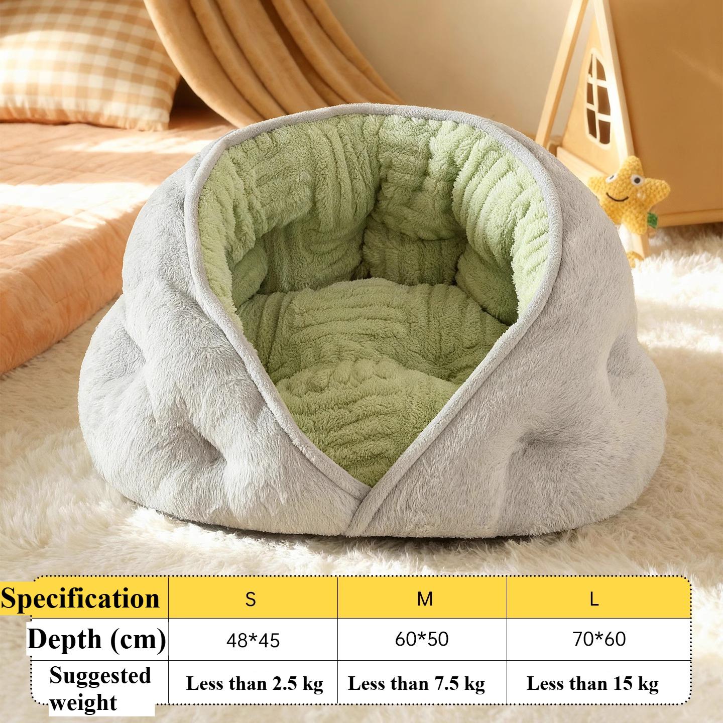 

Зимняя теплая и толстая полузакрытая безопасная лежанка для домашних животных для спящих кошек и собак. Подходит для собак малого и среднего размера. Яркие теплые цвета S-48x45cm