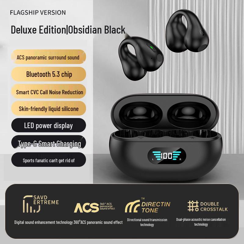 2025 New Wireless Air Conduction Ear Clip Headphones for Sports Running - Unisex In-Ear High-End Bluetooth