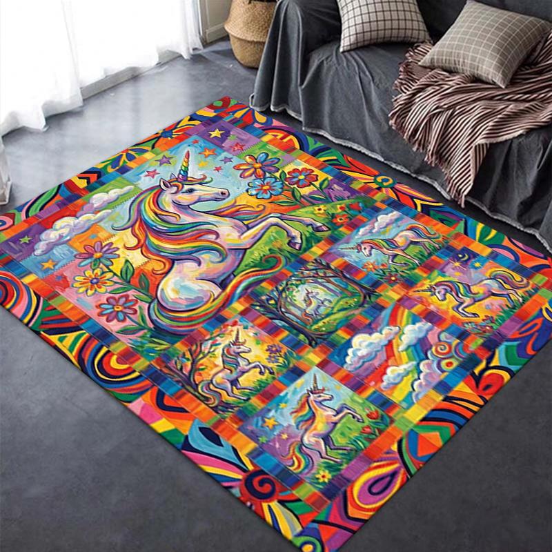 2025 New Unicorn Animal Carpet Rug for Living Room Bedroom Home Sofa Decoration,Kids play Non-slip Floor Mat129