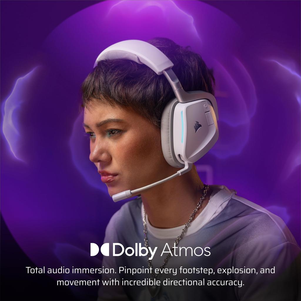 CORSAIR VOID WIRELESS v2 Gaming Bluetooth and Wireless Compatible with Dolby Headset, White, Wireless, Connectivity, PC, PS5, PS4, Switch, Atmos,