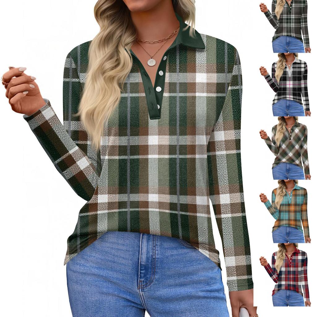 Dámská móda Ležérní klopa Krátký Dlouhý rukáv Potisk Košile Dámské Zapínací topy