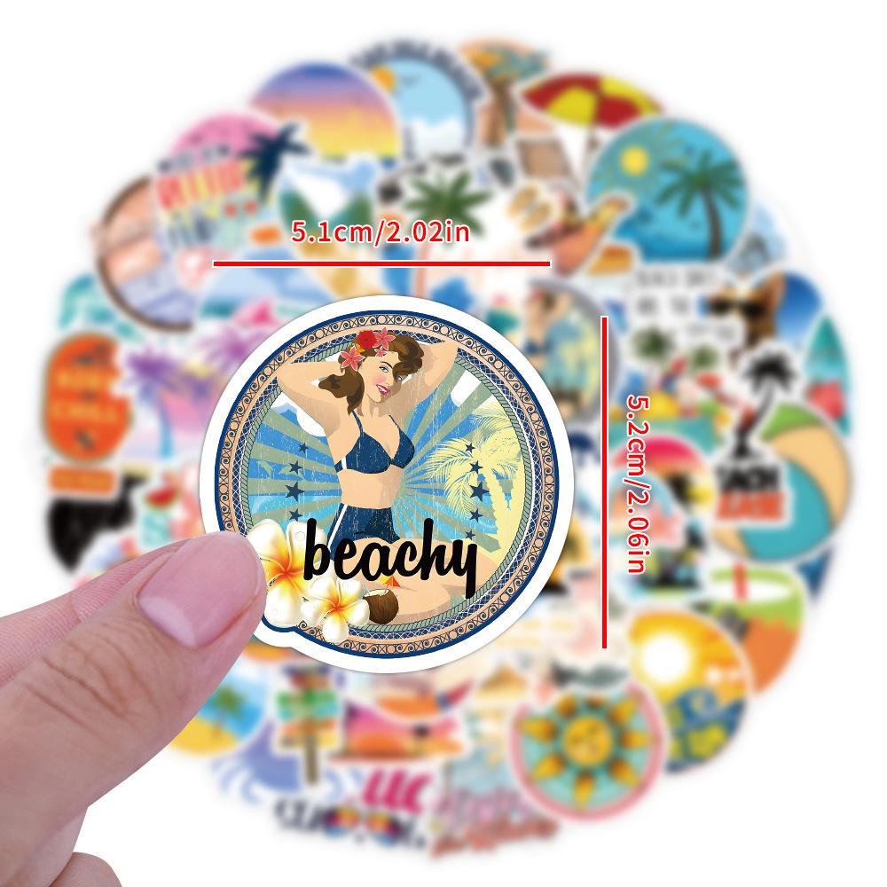 60-Piece Beach Surfing Graffiti Sticker Set for DIY Phone and Desk Decoration