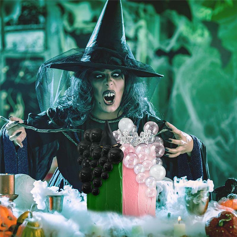 M-Modern-42Pcs Witch Theme Party Supplies Black Balloons Cake Topper Mini Balloons,Witch Hat Fantasy For Birthday Cake Decoratio