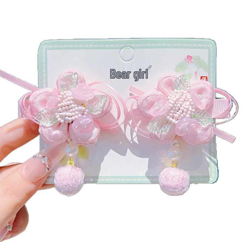 Kinder Nationalfeiertag Hanfu Kopfschmuck: Haarnadel mit Quaste und Schmetterling im antiken Stil mit Farbverlauf für Mädchen