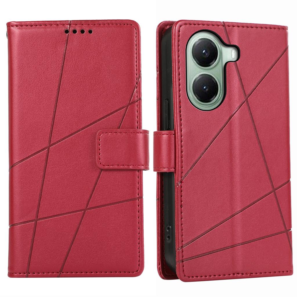 DF-06 For Xiaomi Poco X7 Pro 5G/Redmi Turbo 4 5G Phone Case Line Imprint Leather Wallet Cover