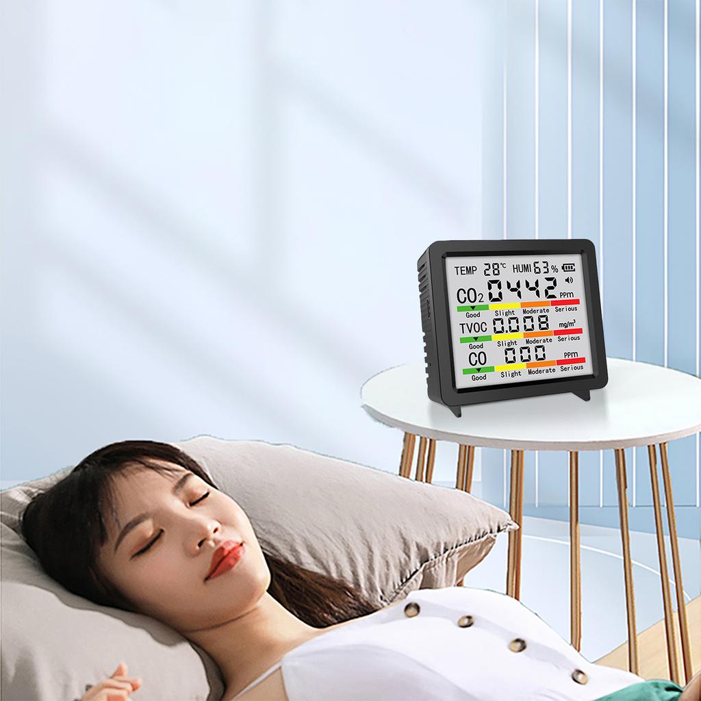 New Indoor Air Quality Monitor CO2 Carbon Dioxide CO Carbon Monoxide Detector PM2.5 Formaldehyde TVOC Air Quality Air Pollution with Digital Display
