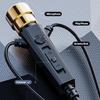Fones de ouvido com fio HiFi para karaokê e microfone para canto e sala de estar, 3,5 mm AUX, graves pesados, cancelamento de ruído, 1,2 m, 3M, música KTV