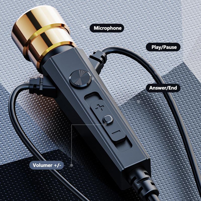 Fones de ouvido com fio HiFi para karaokê e microfone para canto e sala de estar, 3,5 mm AUX, graves pesados, cancelamento de ruído, 1,2 m, 3M, música KTV