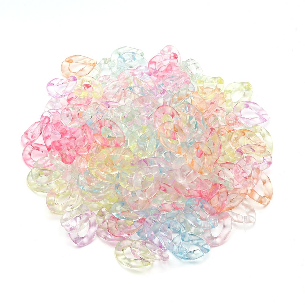 

100pcs 16X12mm Acrylic Link Chain Mixed Color Hook Clasp Open Buckle Beads Connector For Jewelry Making DIY Necklace Key Chain