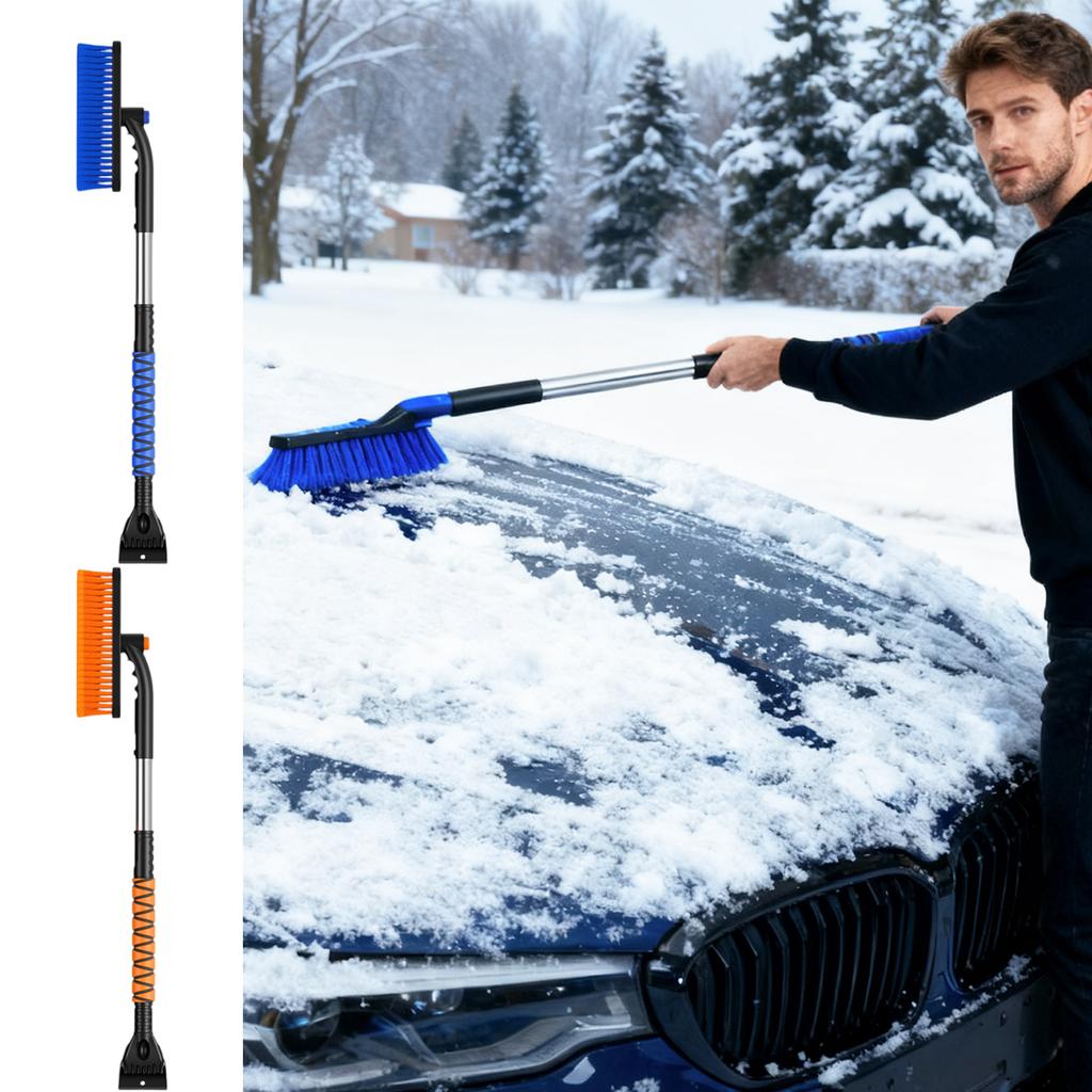 Double Head Snow Plow Ice Scraper Rotary Retractable Car Snow Brush EVA Sponge Handle Winter Car Snow Removal Accessories