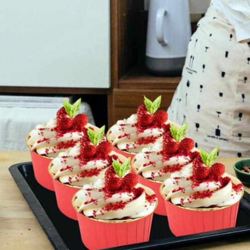 50pcs Disposable Paper Baking Cups Patterned Round Cupcake Liners, Multipurpose Cake Wrappers for Weddings,Christmas