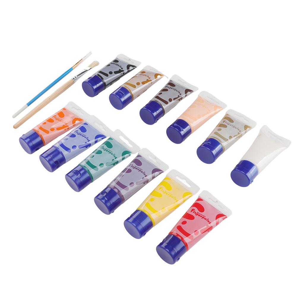 Fingerfarben-Set 12 Farben waschbare Kinder DIY Graffiti Fingerfarben-Set mit Schwamm Schablone Anleitung Stiften