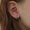 Tatiana (925 Silver) Black Party Ribbon Ear Jacket Earrings EC3076