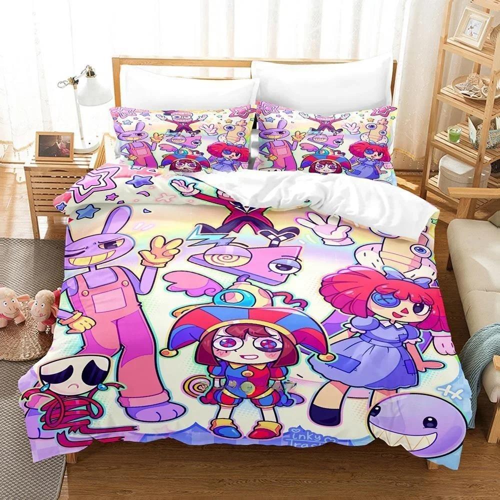 3D Printing The Amazing Digital Circus Bedding Set Cartoon Anime Three-piece Set Adult Kid Bedroom Duvetcover Sets Home Textiles