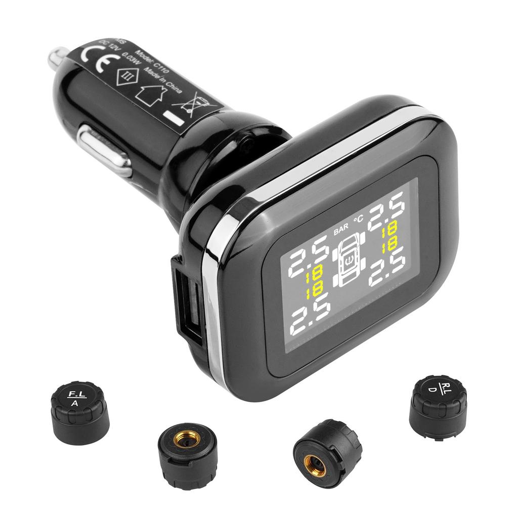 VEVOR RV Tire Pressure Monitoring System, 7.3-87 PSI Trailer TPMS, Universal Wireless Car Alarm System, Waterproof TPMS Sensors Set with 4 Sensors