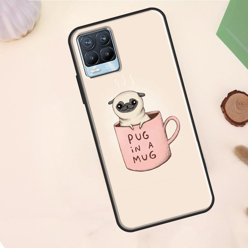 Funny Pug Dog Case For Realme C67 C71 C63 C61 C55 C51 C53 C35 C65 C75 11 12 13 14 Pro Plus GT6 GT7 15 Pro