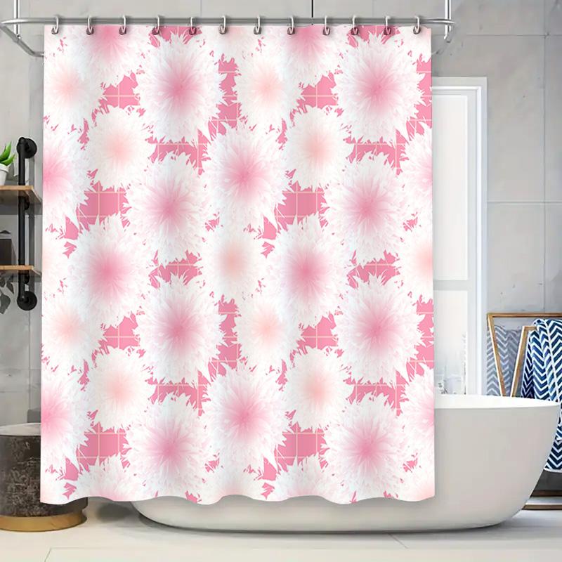 

Pink White Flower Pattern Shower Curtain For Bathroom Decor Modern Home Decor Accessories Set – Waterproof Fabric Shower Curtain W60H190(CM)-1 Pcs