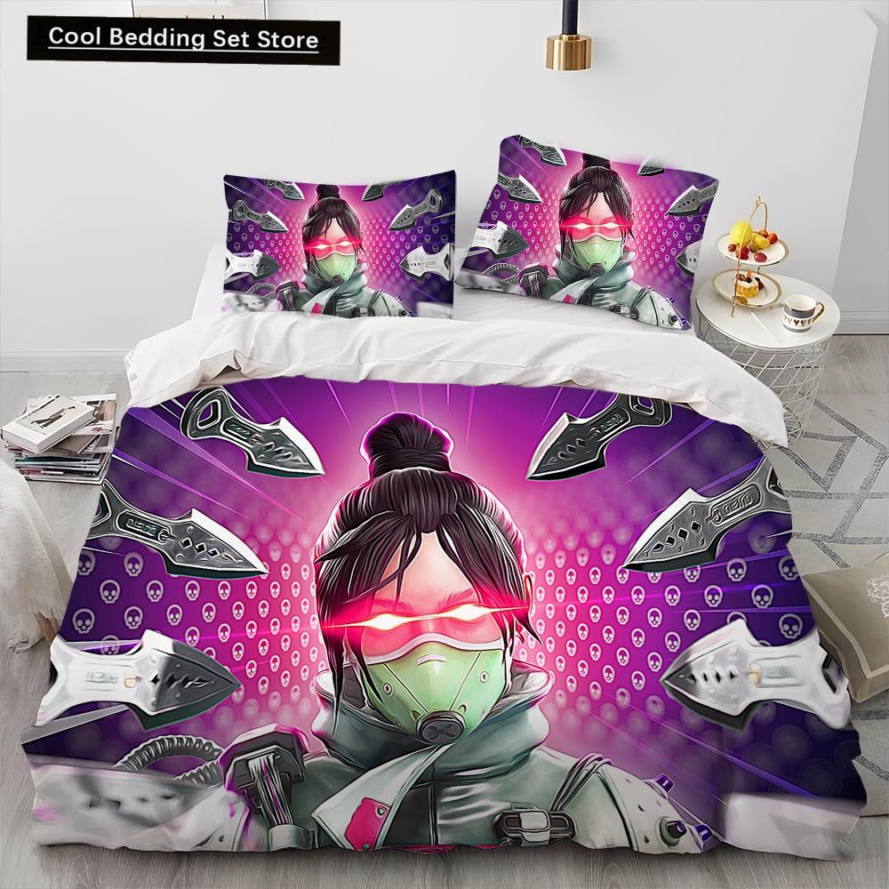 A-Apex Legends Game Gamer Cartoon Comforter Bedding Set,Duvet Cover Bed Set Quilt Cover Pillowcase,king Queen Size Bedding Set