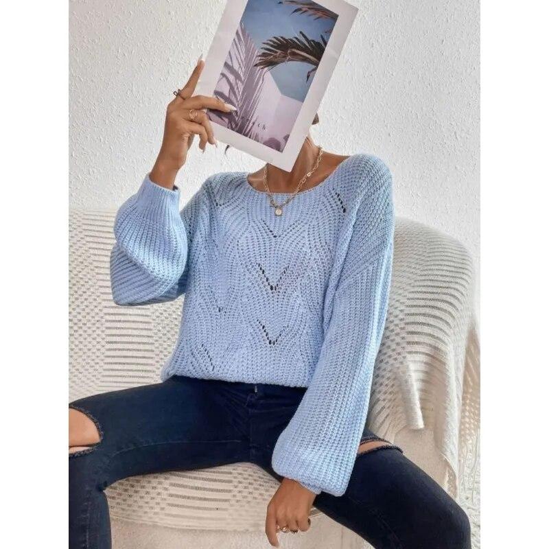 Autumn Winter O-neck Solid Sweater Women Pullover Casual Loose Sweater Fashion Top Women Clothes Jumpers  29420