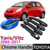 Black Carbon Fiber Exterior Door Handle Cover for Toyota Yaris Vitz XP90 2006~2011 2007 Car Accessories Stickers Trim Set Chrome
